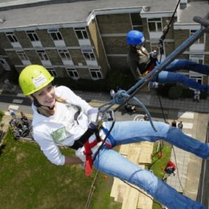 Student abseiling from Fisher Tower