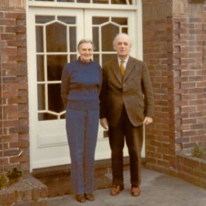 Dr Frederic Mason - first Principal of the College - and his wife standing outside The Priory.