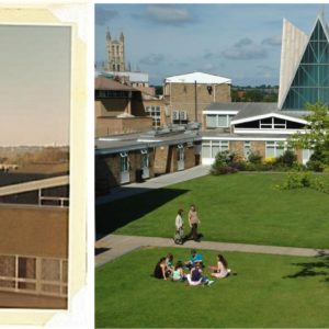 The Green at Canterbury Campus. Left 1960s. Right 2010s.