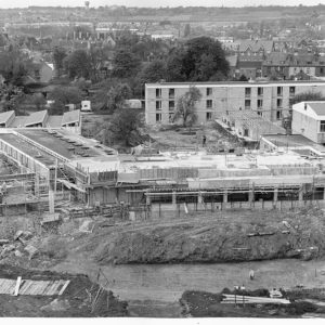 Early stages of building Canterbury Campus with Fynden and Thorne in the background.