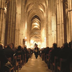 Looking up the aisle of Canterbury Cathedral during Graduation.