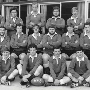 The 1967 - 68 Christ Church Rugby team formally posing.
