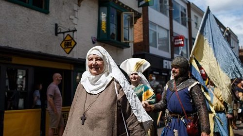 Toni Clifford dressed as Ealfleada, the Anglo-saxon nun